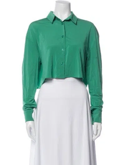 Pre-owned The Andamane Long Sleeve Crop Top In Green