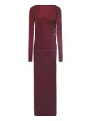 The Andamane Long-sleeve Draped Dress In Red