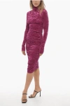 The Andamane Long-sleeved Velvet Draped Dress