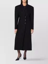 The Andamane Long Wool Coat With Single Breasted Button Detailing In Black