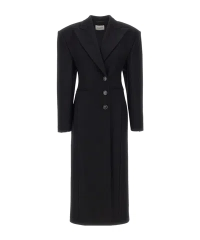 The Andamane Ottavia Peak-lapel Coat In Black