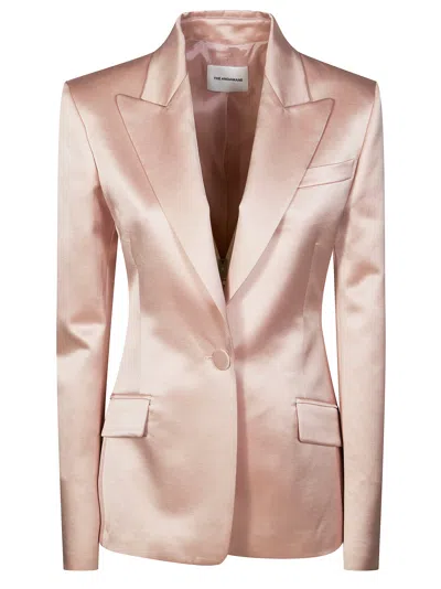 The Andamane Lustrous Single Button Notched Lapel Blazer In Brown