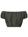 The Andamane Cropped Off-the-shoulder Top With Puff Sleeves In Gray