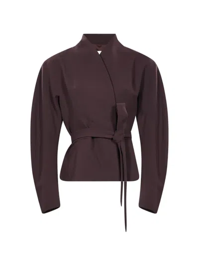 The Andamane Margaux Belted Wrap Jacket In Purple