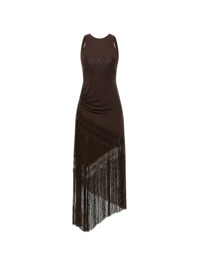 The Andamane Marisol Fringed Maxi Dress In Brown