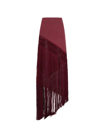 The Andamane Marisol Fringe-trimmed Skirt In Red