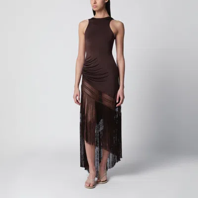 The Andamane Brown Round Neck Maxi Dress