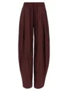 The Andamane Drawstring Waistband Pleated Taffeta Pants In Maroon