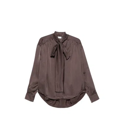 The Andamane Mathilda Gathered Blouse In Brown