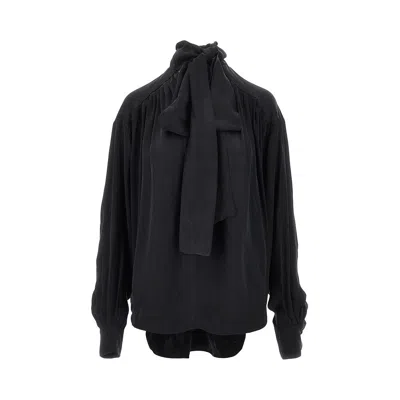The Andamane 'mathilda' Satin Blouse In Black