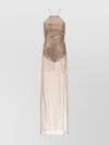 The Andamane Maxi Dress With Spaghetti Straps And Sequins In Neutral