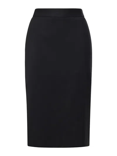 The Andamane Melania Wool Blend Midi Skirt In Black