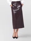 The Andamane Bordeaux Faux Leather Midi Skirt In Brown