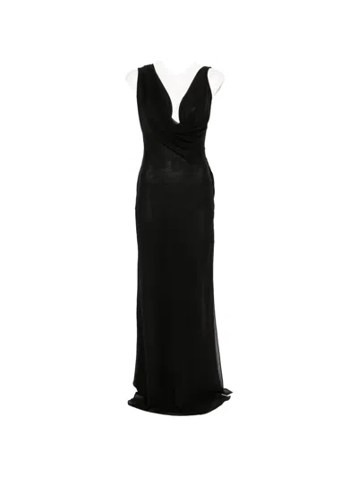 The Andamane Minerva Cowl-neck Maxi Dress In Black