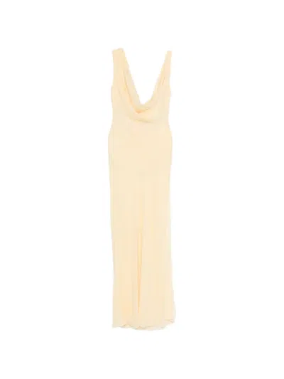 The Andamane Minerva Cowl-neck Maxi Dress In Neutral