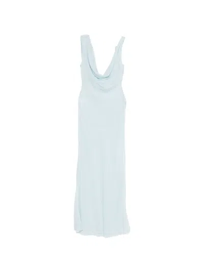 The Andamane Minerva Cowl Sleeveless Maxi Dress In Blue