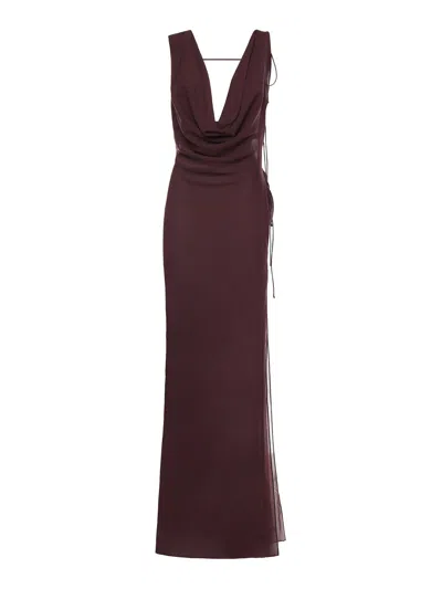 The Andamane Vestido Largo - Blanco In Burgundy