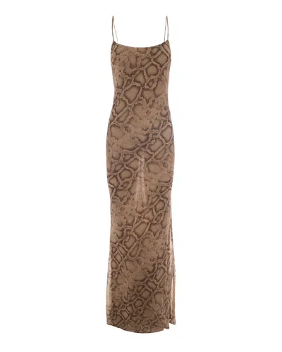 The Andamane Mini Dress In Natural Python Print In Brown