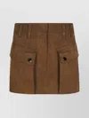The Andamane Structured Mini Skirt In Soft Suede-like Fabric In Brown