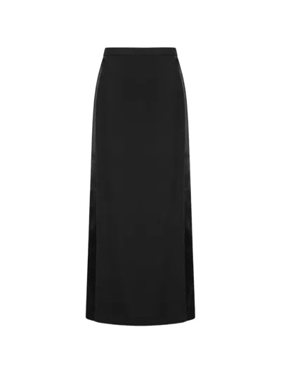 The Andamane Nada Satin-trim Front-slit Maxi Skirt In Black
