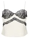The Andamane Narcisa Lace Trim Cropped Top In White/black