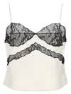 The Andamane Narcisa Lace Trim Cropped Top In White/black