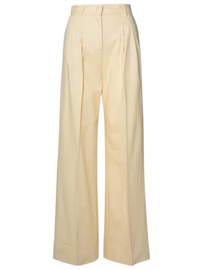 THE ANDAMANE THE ANDAMANE 'NATHALIE' IVORY WOOL BLEND TROUSERS