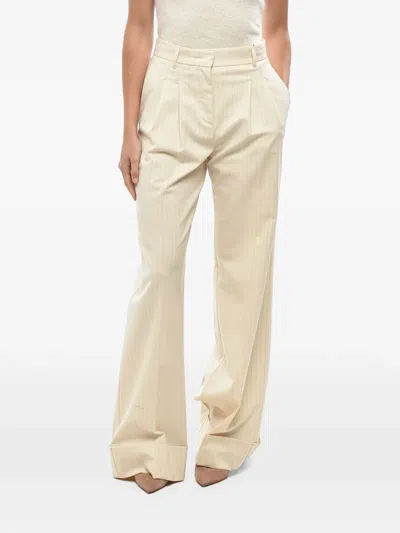 The Andamane Nathalie Pinstripe-pattern Pleated-detailing Tailored Trousers In Neutral