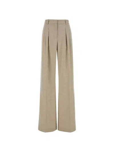 The Andamane Melange Sand Stretch Twill Nathalie Pant In Neutral