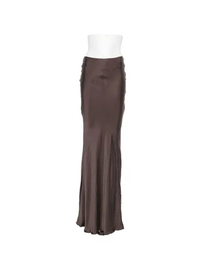 The Andamane Nemesia Ruched-detail Satin-finish Maxi Skirt In Brown