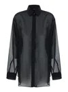 THE ANDAMANE BLACK SHIRT WITH BUTTONS IN STRETCH SILK WOMAN