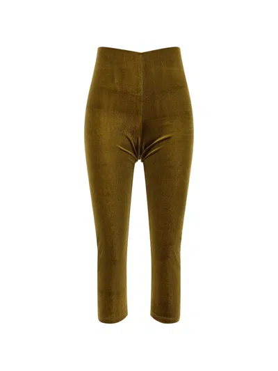 The Andamane Holly High Waist Cropped Velvet Leggings In Brown