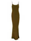 The Andamane Ninfa Dress With Back Slit And Ruched Detail In Brown