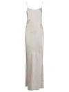 The Andamane Satin Layered Evening Dress With Open Back In White