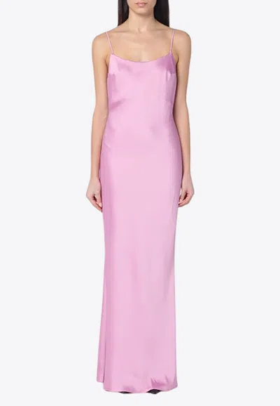 THE ANDAMANE NINFEA DRAPED SATIN MAXI DRESS