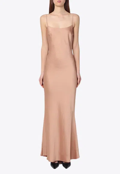 THE ANDAMANE NINFEA DRAPED SATIN MAXI DRESS