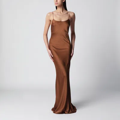 The Andamane Ninfea Maxi Sleeveless Dress With Ruffles In Bronze Polyester In Multi
