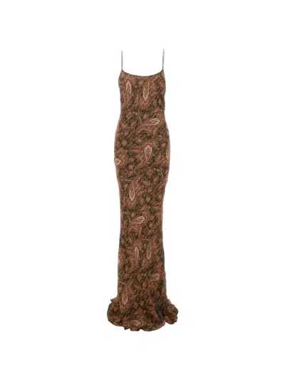 The Andamane Ninfea Paisley-print Maxi Dress In Brown