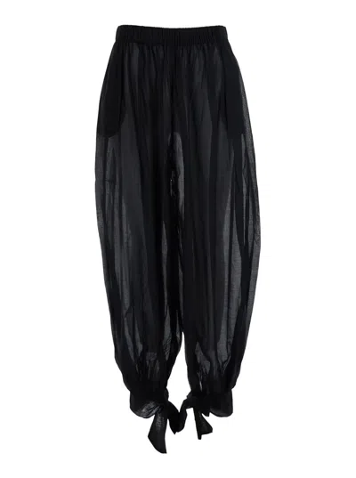 The Andamane Noor Pants Tied Up Maxi Pants Black With Front Closure And Drawstring Waist In Tech Fabric Women