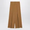 The Andamane Wide-leg Pleated Trouser Skirt With Belt Loops In Yellow