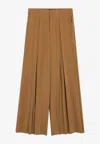 The Andamane Wide-leg Pleated Trouser Skirt With Belt Loops In Yellow