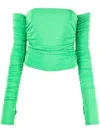 The Andamane Off-shoudler Draped Top In Green