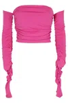 The Andamane Off-shoulder Fuchsia Top With Draped Detailing In Pink