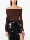 The Andamane Top With Bare Shoulders In Brown Jersey In Brown