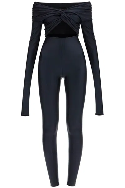 The Andamane Ruched Long-sleeved Jumpsuit In Black