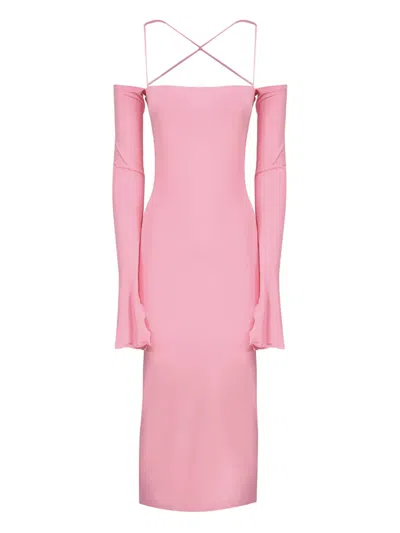 The Andamane Off-shoulder Long-sleeve Maxi Dress