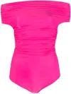 The Andamane Off-shoulder Ruched Body In Pink