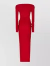 The Andamane Off-the-shoulder Long Sleeve Fitted Jumpsuit In Red