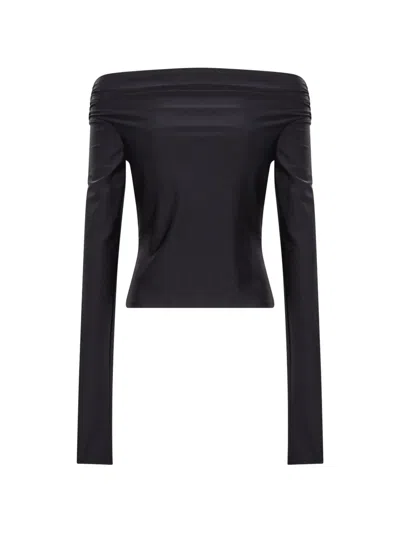 The Andamane Off-shoulder Ruched Top In Blue