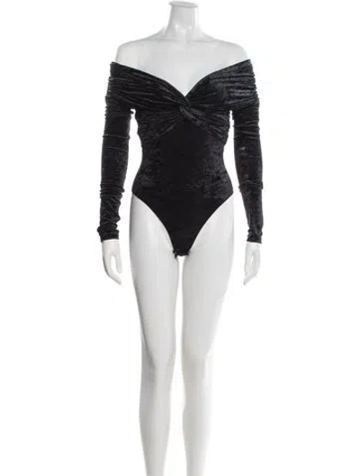 Pre-owned The Andamane Off-the-shoulder Long Sleeve Bodysuit In Blue